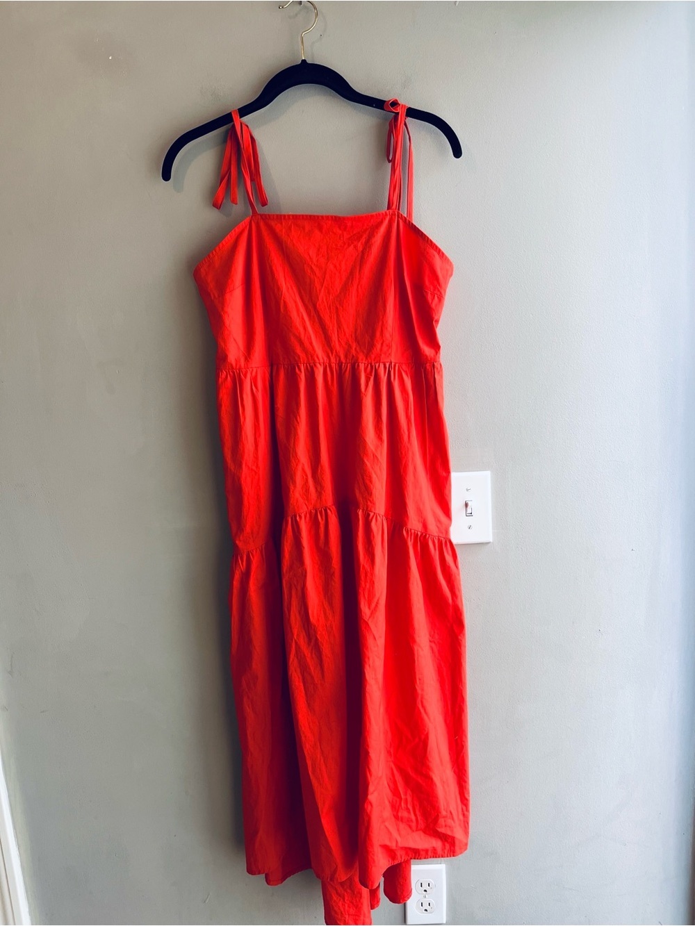 Red Tie-Strap Summer Dress Pockets NWT Size Small - Picture 5 of 11